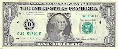 Small Size $1 Federal Reserve Notes Paper Money