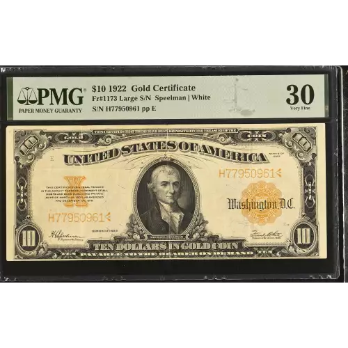 $10 1922 Gold Gold Certificates 1173 (3)