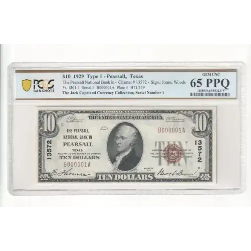 $10 1929 small brown seal. Small National Bank Notes 1801-1 (2)