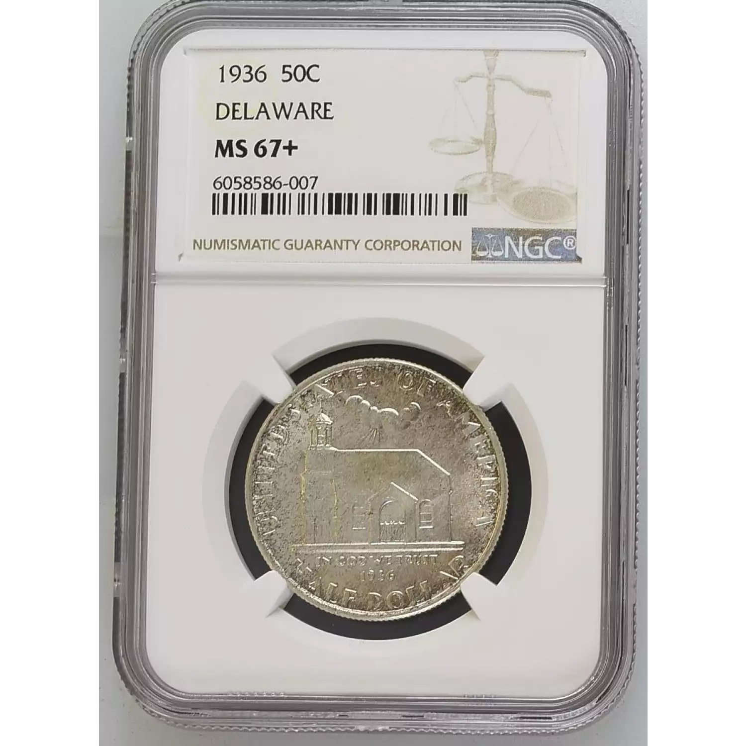 1936 Classic Commemorative Delaware Tercentenary NGC MS-67+ DELAWARE ...