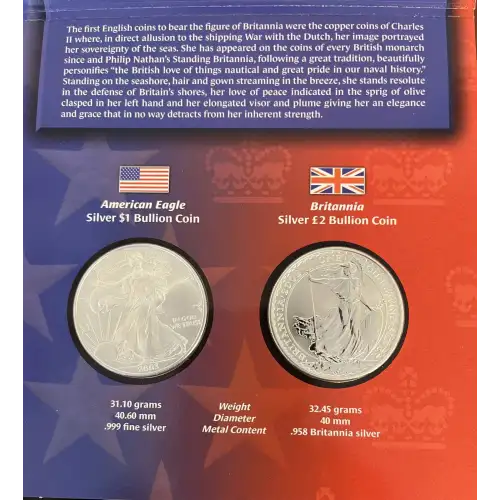 2003 Legacies of Freedom US/UK Bullion Coin Set  - Silver Eagle & Britannia  (2)