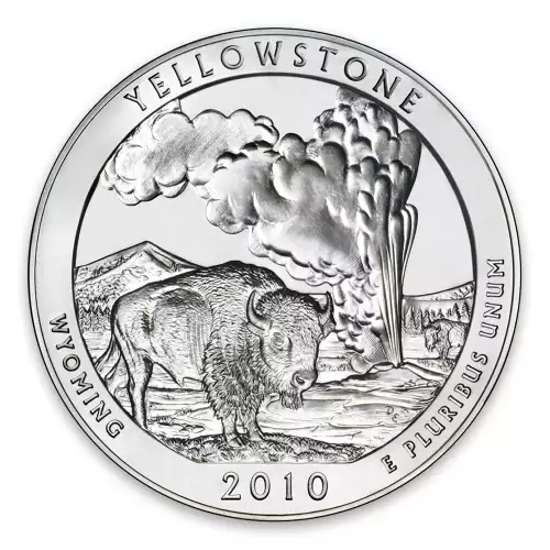 2010 America the Beautiful 5oz Silver - Yellowstone National Park