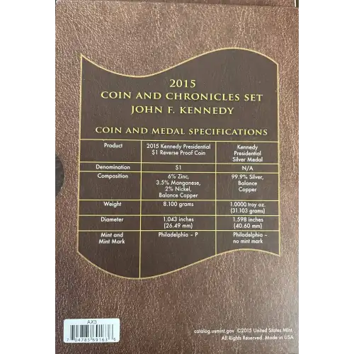 2015 John F. Kennedy Coin and Chronicles- 