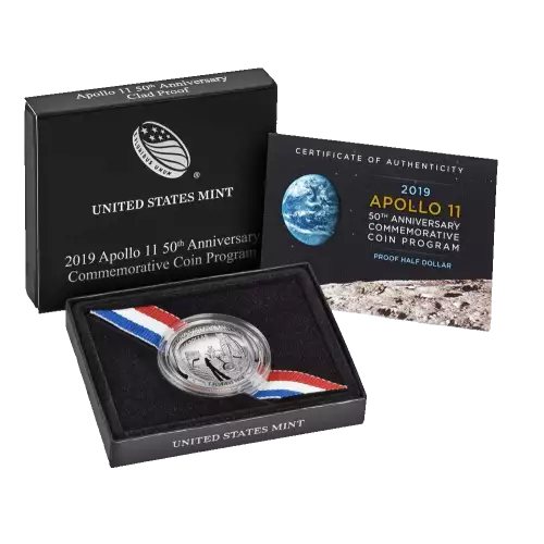 2019-P Apollo 11 50th Anniversary Proof Silver Dollar w US Mint OGP - Box & COA