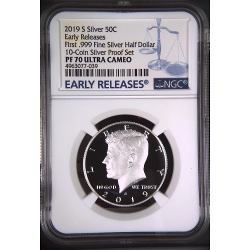2019 S Early Releases 10-Coin Silver Proof Set 1st .999 Fine Silver 50C ULTRA CAMEO (2)