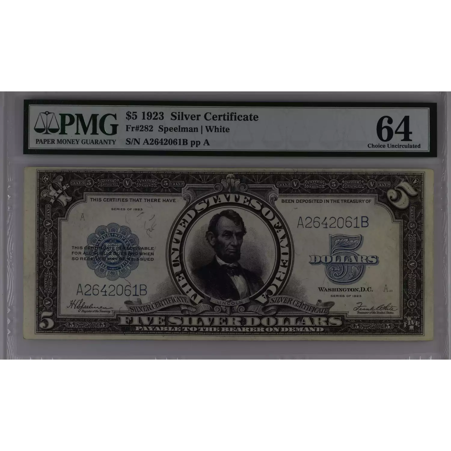 $5 1923 Blue Silver Certificates 282 (2)