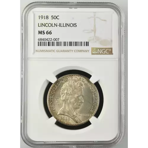 Classic Commemorative Silver--- Illinois Centennial 1918 -Silver- 0.5 Dollar (2)