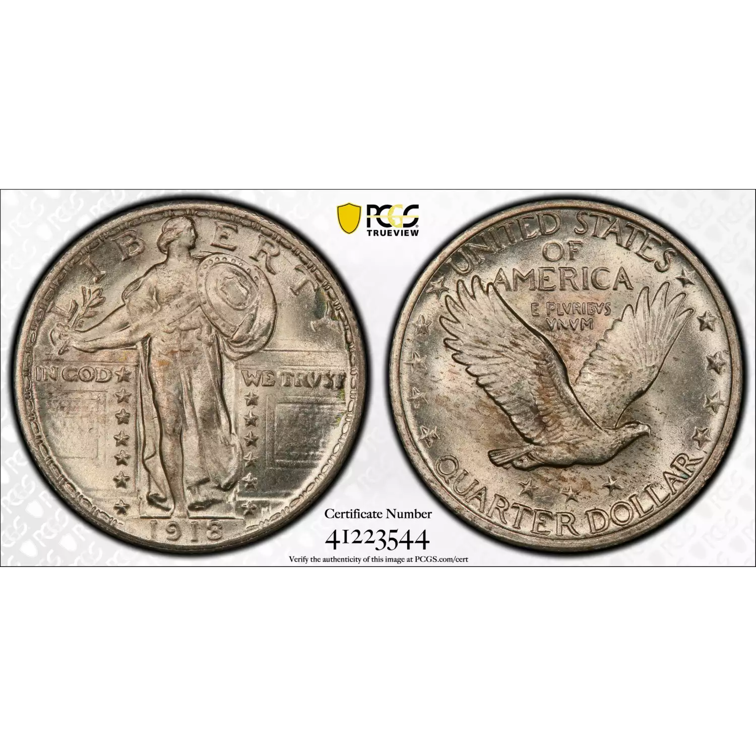 1918 PCGS MS-66 Quarter Dollars Standing Liberty Quarter CAC - Bar ...