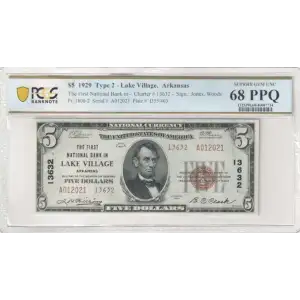 $5 1929 small brown seal. Small National Bank Notes 1800-2 (2)