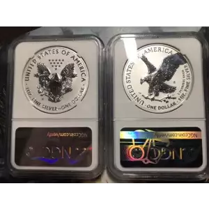 American Eagle 2021 One Ounce Silver Reverse Proof Two-Coin Set Designer Edition NGC PF 70 Early Release