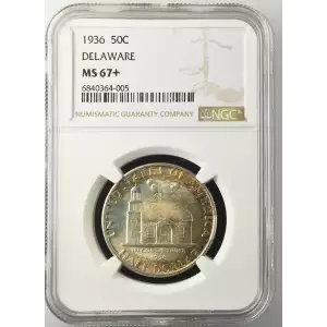 Classic Commemorative Silver--- Delaware Tercentenary 1936 -Silver- 0.5 Dollar (2)